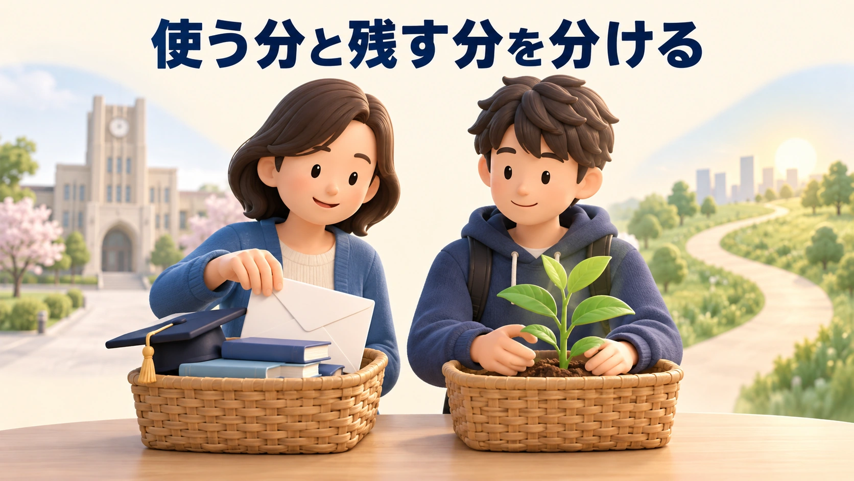 進学費用として使う分と、長期運用を続ける分を分ける家族。
