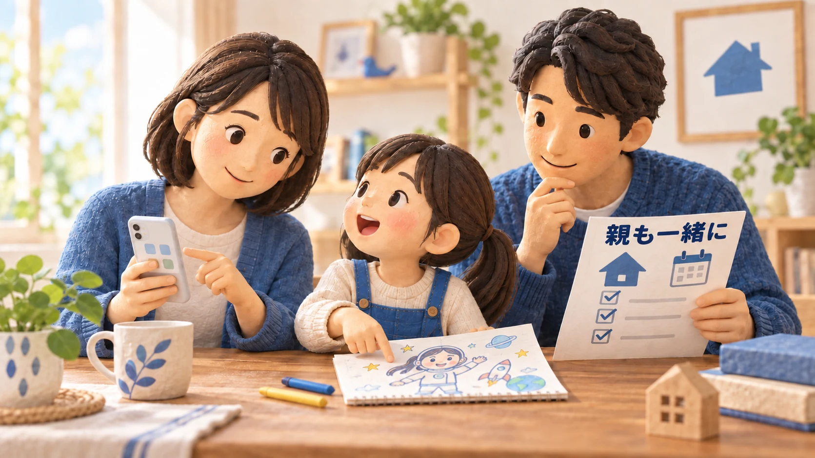 SBI証券で親子のNISA準備を相談する家族